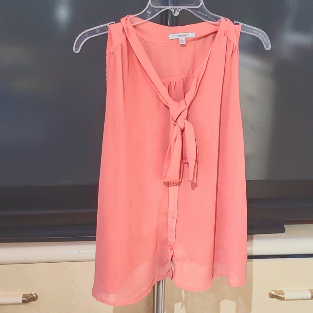 Pink see-through blouse top